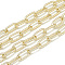 Aluminum Cable Chains, Textured, Unwelded, Oval, Light Gold, 16x8x2mm