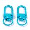 Zinc Alloy Baking Paint Swivel Snap Hooks Clasps, Light Blue, 33.5x13.5x5.5mm, Hole: 9mm