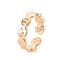 Textured Flat Round Brass Cuff Rings for Women, Open Rings, Nickel Free, Real 18K Gold Plated, US Size 6 3/4(17mm)