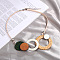 Bohemian Style Alloy and Raffia Geometric Pendant PU Leather Cord Bib Necklaces, Light Gold, Colorful, 15.75 inch(40cm)