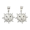 Brass Micro Pave Clear Cubic Zirconia Pendants, Sun, Platinum, 28x25.5x4mm, Hole: 8x5mm