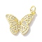 Rack Plating Brass Micro Pave Clear Cubic Zirconia Pendants, Long-Lasting Plated, Lead Free & Cadmium Free, Butterfly, Real 18K Gold Plated, 16x19x2mm, Hole: 3.4mm