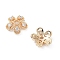 Brass with Clear Cubic Zirconia Bead Caps, Cadmium Free & Nickel Free & Lead Free, 5-Petal Flower, Real 18K Gold Plated, 8.5x9x3mm, Hole: 1~1.4mm