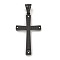 304 Stainless Steel Pendants, with Crystal Rhinestones, Cross Charm, Black, 42x24x3mm, Hole: 7.5x5mm
