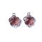 Glass Links connectors, with Eco-Friendly Alloy Open Back Berzel Findings, Flower, Silver Color Plated, Purple, 15.5x12x5mm, Hole: 1.4mm