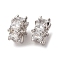 Brass Micro Pave Cubic Zirconia Beads, Flat Round, Long-Lasting Plated, Lead Free & Cadmium Free, Platinum, 8.5x4mm, Hole: 3mm