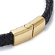 Мужские плетеные черные браслеты из искусственной кожи BJEW-K243-61G-3