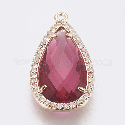 Латунь стекло кулоны KK-O105-01KCG-F-1