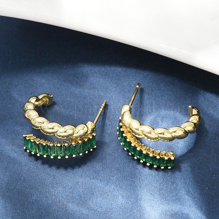 Серьги-гвоздики из латуни с микропаве и цирконием EJEW-M082-16G-01-1