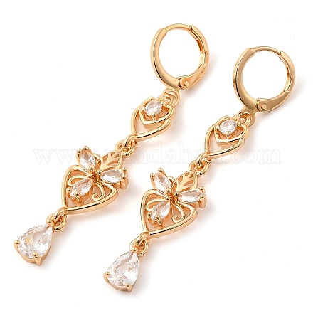 Серьги с подвесками из золотой латуни EJEW-B037-26G-1