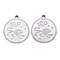 Non-Tarnish 201 Stainless Steel Pendants, Flat Round with Twelve Constellation, Laser Cut, Stainless Steel Color, Leo, 25x22x1.5mm, Hole: 2mm