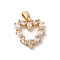 Brass Micro Pave Clear Cubic Zirconia Pendants, Nickel Free, Heart, Golden, 13x13x2.5mm, Hole: 2X4mm