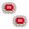 Alloy Rhinestone Shoe Decorations, Rectangle Octagon ShoE Buckle Clips, Ruby, 35x42.5x12.5mm
