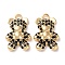 Real 18K Gold Plated Brass Micro Pave Cubic Zirconia Pendants, Cadmium Free & Nickel Free & Lead Free, Bear, Black, 18.5x12x4mm, Hole: 1.8mm