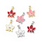 Rack Plating Brass Enamel Pendants, Micro Pave Clear Cubic Zirconia, Long-Lasting Plated, Lead Free & Cadmium Free, Real 18K Gold Plated/Platinum, Lotus Charm, Mixed Color, 19x16x3mm, Hole: 4x3.5mm