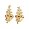 Brass Micro Pave Cubic Zirconia Pendants, Sacred Heart Charms, with Enamel, Rack Plating, Lead Free & Cadmium Free, Long-Lasting Plated, with Jump Ring, Real 18K Gold Plated, 29x14x5.5mm, Hole: 3.4mm