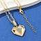 Brass Micro Pave Clear Cubic Zirconia Heart Pendant Necklaces, Golden, 17.52 inch(44.5cm)