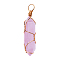 Quartz Pointed Pendants, with Golden Steel Wire, Hexagon Prism, 43x11x11mm, Hole: 5mm