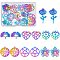 28Pcs 7 Style 304 Stainless Steel Pendants, Rose & Ginkgo Leaf & Heart, Rainbow Color, 18~32x15.5~25.5x1.5mm, Hole: 1.4mm, 4pcs/style