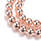Electroplate Non-magnetic Synthetic Hematite Bead Strands, Round, Rose Gold Plated, 2mm, Hole: 1mm, about 200pcs/strand, 15.7 inch