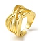 Criss Cross Rack Plating Brass Open Cuff Rings for Women, Cadmium Free & Nickel Free & Lead Free, Real 18K Gold Plated, US Size 8 1/4(18.3mm)