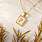Rectangle 304 Stainless Steel Pave Natural White Shell Initial Pendant Necklaces for Women, Real 18K Gold Plated, Letter P, 15.75 inch(40cm)