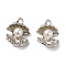 Alloy with Rhinestone Pendants, with ABS Imitation Pearl, Shell Shape Charms, Platinum, 15.5x12.5x6.5mm, Hole: 1.6mm