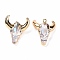 Glass Pendants, with Light Gold Plated Brass Findings, Cattle Head Charms, Clear AB, 28.5x26x13mm, Hole: 1.7mm