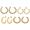 4 Pairs 4 Style 304 Stainless Steel Twist Rope & Oval & Ball Beaded C-shape Stud Earrings, Half Hoop Earrings for Women, Golden, 23~31.5x17~31.5x3~5mm, Pin: 0.5~0.8mm, 1 Pair/style
