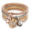 3Pcs Alloy Rhinestone Charm Bangle Set, Stackable Bangles for Women, Owl, Inner Diameter: 2-3/4 inch(7cm)