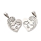 Non-Tarnish Mother's Day 201 Stainless Steel Pendants, Mother with Daughter, Hollow Heart Charms, Stainless Steel Color, 28x24x1.4mm, Hole: 8x4.3mm