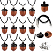 12pcs Disconnectable Wood Acorn Pendants, with 12pcs Imitation Leather Cord, for Necklace Making, Black, Pendant: 3.1x2.2cm, Hole: 1.4mm, Leather Cord: 450mm