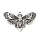 Alloy Pendant, Skull & Moth, Antique Silver, 27x43x3mm, Hole: 2.3mm