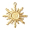 304 Stainless Steel Pendants, Ion Plating(IP), Sun Charms, Real 14K Gold Plated, 31x28x1.5mm, Hole: 2.2mm
