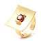Rack Plating Brass Rectangle Open Cuff Rings, Cubic Zirconia Ring, Lead Free & Cadmium Free, Real 18K Gold Plated, Inner Diameter: 17mm