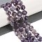 Natural Purple Tourmaline Beads Strands, Faceted, Flat Round, with Seed Beads, 9.5~10x5~6mm, Hole: 1mm, about 32~34pcs/strand, 15.75~14.96''(38~40cm)