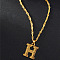 Brass Initial Pendant Necklaces, Golden, Letter H, 17.72 inch(45cm)