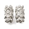 925 Sterling Silver Micro Pave Clear Cubic Zirconia Screw Clasps, Column, Real Platinum Plated, 10.5x6mm, Hole: 1.2mm