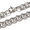 Non-Tarnish 304 Stainless Steel Twisted Chain Necklaces, with Lobster Clasps, Faceted, Stainless Steel Color, 19.68 inch(50cm), 9mm