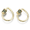 Brass Micro Pave Cubic Zirconia Screw Carabiner Lock Charms, for Necklaces Making, Teardrop, Nickel Free, Real 18K Gold Plated, Sea Green, 22x17x2mm, Screw: 7x6mm