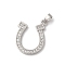 Rack Plating Brass Clear Cubic Zirconia Pendants, Long-Lasting Plated, Lead Free & Cadmium Free, Letter U, Platinum, 28x16x2mm, Hole: 4x2.5mm