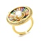 Brass Micro Pave Cubic Zirconia Glass
 Rings, Flat Round, Real 18K Gold Plated, Inner Diameter: 17mm