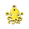 Ion Plating(IP) 201 Stainless Steel Charms, with Enamel, Real 18K Gold Plated, Sea Animal, Octopus Charm, Yellow, 13.5x12x1.5mm, Hole: 1.4mm