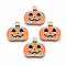 Alloy Enamel Pendants, Halloween, Cadmium Free & Lead Free, Pumpkin, Light Gold, Dark Orange, 19.5x21x1.5mm, Hole: 1.8mm