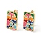 Brass Micro Pave Cubic Zirconia Hoop Earring, with Enamel, Real 18K Gold Plated, Colorful, 19x12mm
