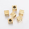 304 Stainless Steel Large Hole Letter European Beads, Horizontal Hole, Cube with Letter.J, Golden, 8x8x8mm, Hole: 5mm