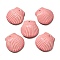 Handmade Porcelain Pendants, Shell Shape Charms, Pink, 36~38x35~37x9~10mm, Hole: 1.6mm
