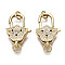 Brass Micro Pave Cubic Zirconia Lobster Claw Clasps, with Jump Ring, Nickel Free, Real 16K Gold Plated, 26x16.5x7mm, Jump Ring: 6x1mm, Inner Diameter: 4mm