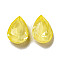 Glass Rhinestone Cabochons, Point Back & Back Plated, Faceted, Teardrop, Jonquil, 10x7x4mm