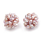 Handmade Natural Pearl Woven Beads, Ball Cluster Beads, Round, Rosy Brown, 12~13mm, Hole: 1.5~2mm